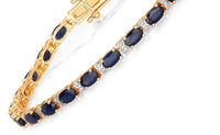 Diana M Jewels Women's Oval Natural Sapphire Bracelet (5.87 Ct) - Elegant in 14k yellow gold - women's jewelry