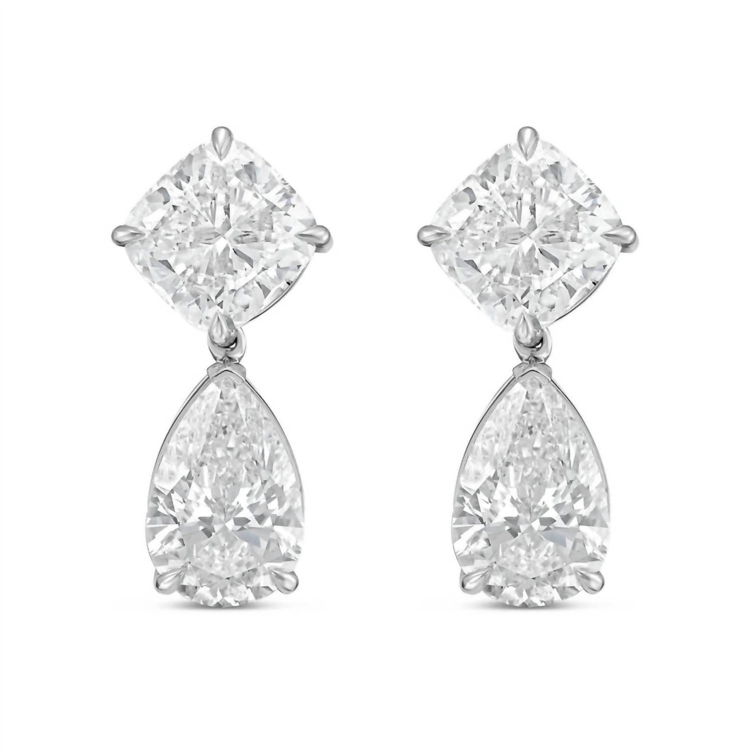 Diana M Jewels - Women's Cushion & Pear Lab-grown Diamond Stud Earrings (10.00 Tcw) - Bold