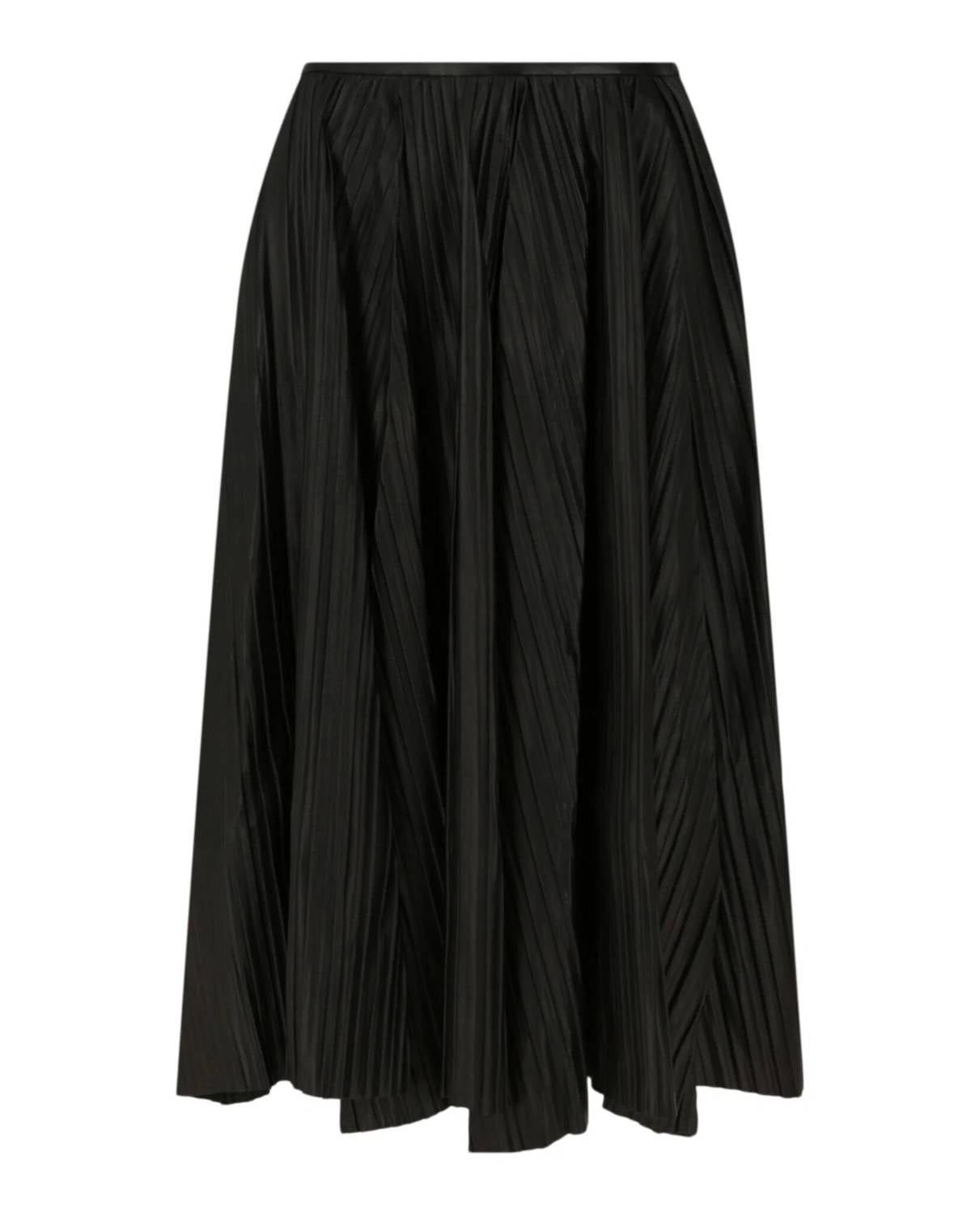 Salvatore Ferragamo - Women's Leather Pleated Midi Skirt