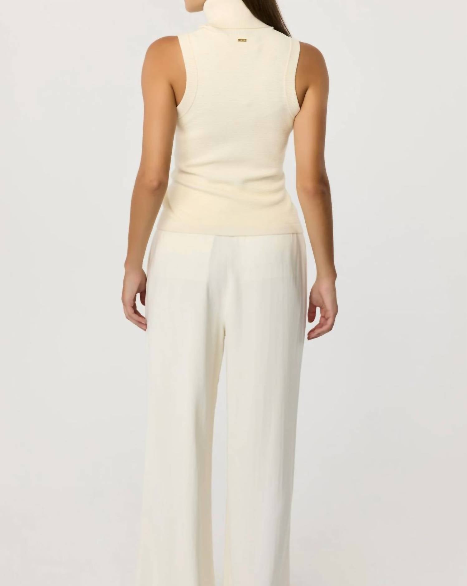 Toccin - Celeste Sleeveless Tie-front Turtleneck Top