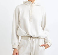 Bella Dahl Tie Waist Hoodie in oatmeal - women's top