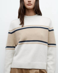 Twp - Saddle Crewneck Sweater With Stripes