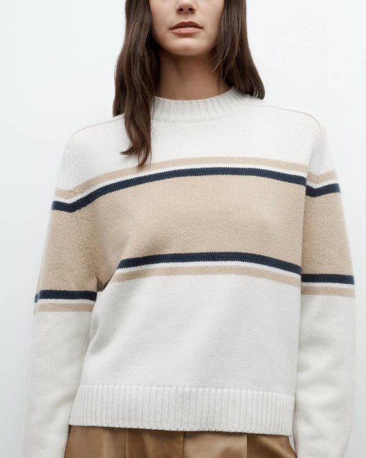 Twp - Saddle Crewneck Sweater With Stripes