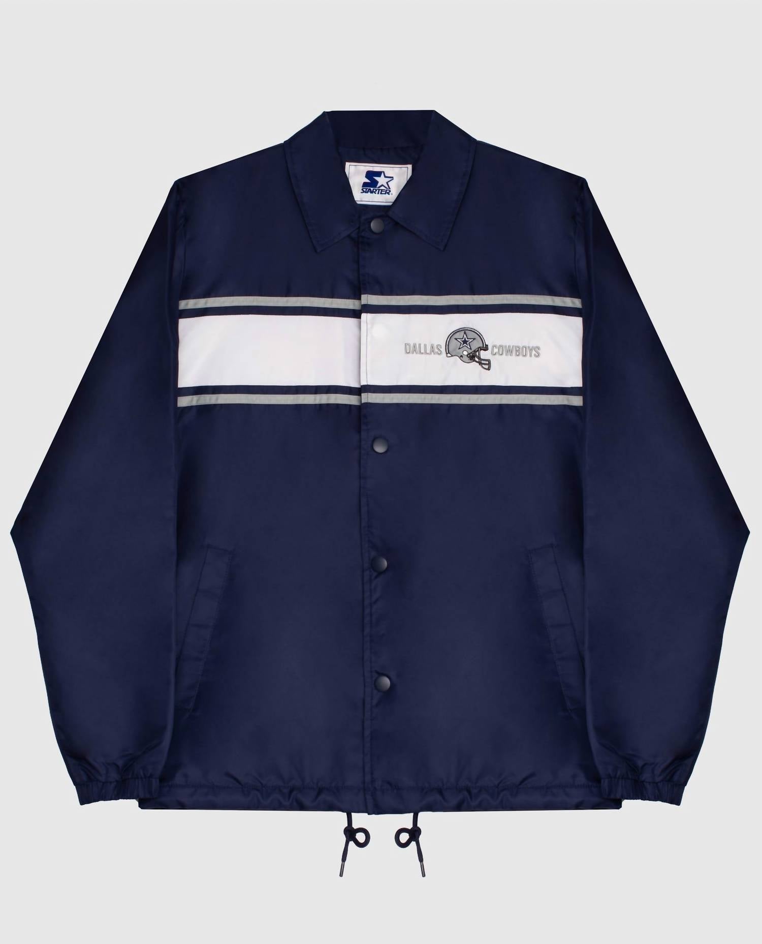Starter - Men's Dallas Cowboys Snap-front Collared Chest Stripe Jacket