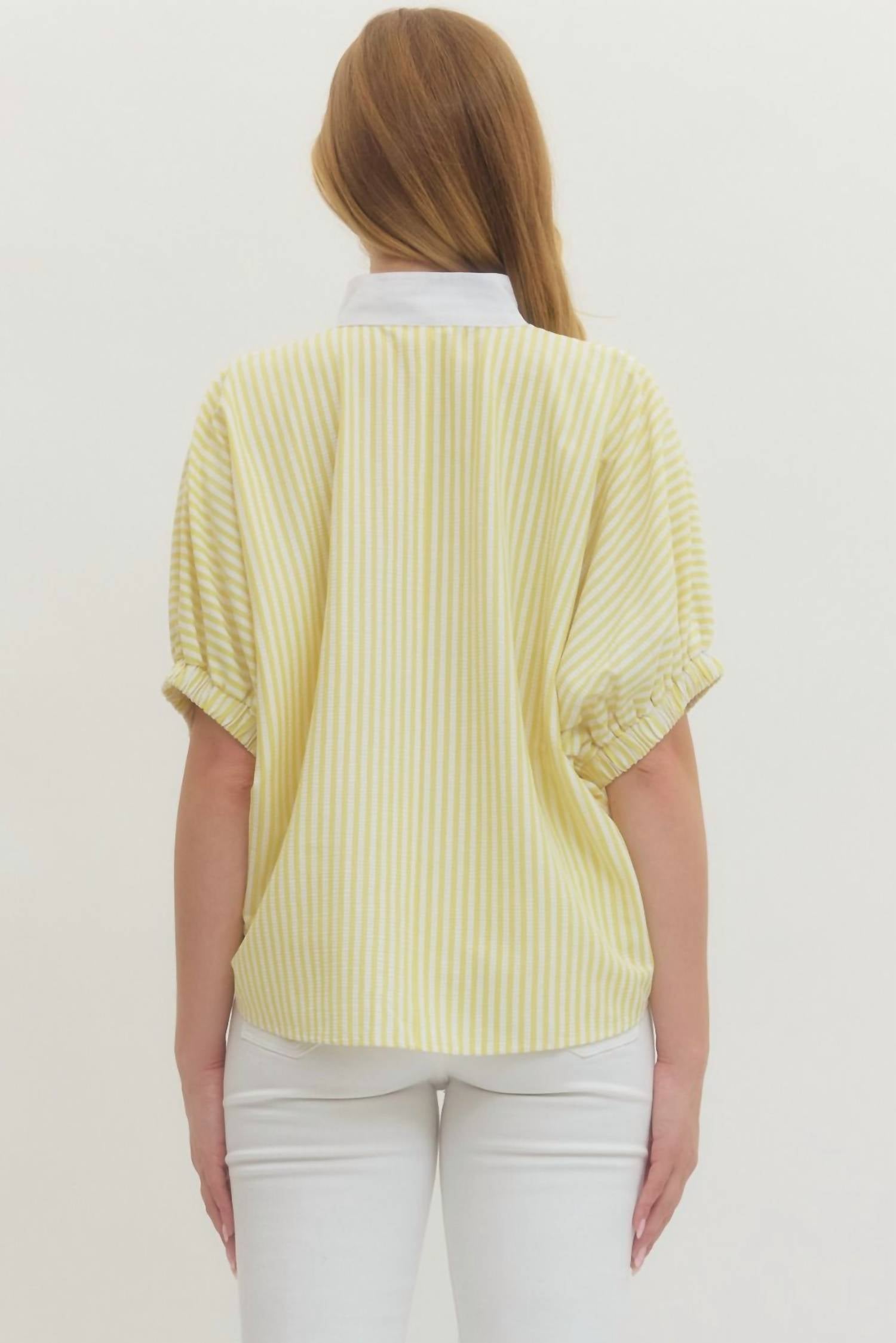 Entro - Striped Short Dolman Sleeve Top