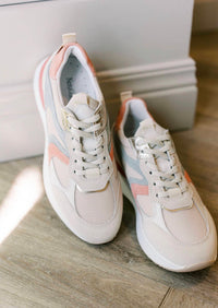 NeroGiardini Women's Velour Yogurt Poppy Sneaker in ecru - women's sneaker - detail view