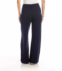 Karen Kane - Cyan Contrast Drawstring Wide-leg Sweater Pants