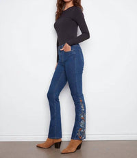 Charlie B - Floral Embroidery Bootcut Jean
