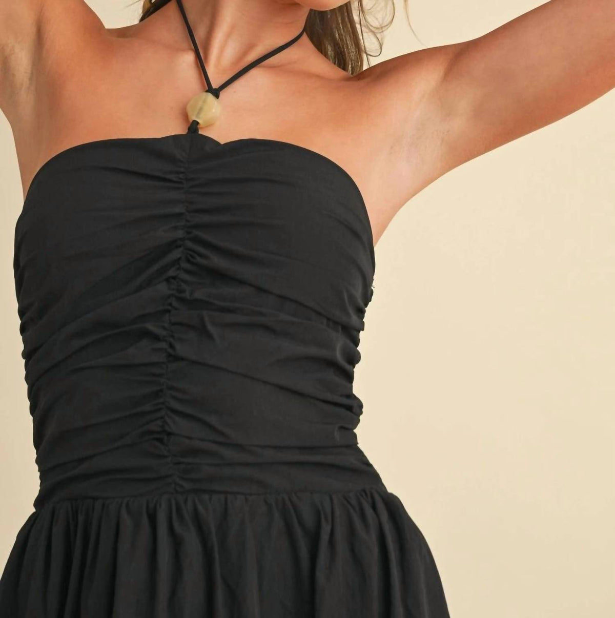 Klesis - Halter Flared With Stone Detail Midi Dress