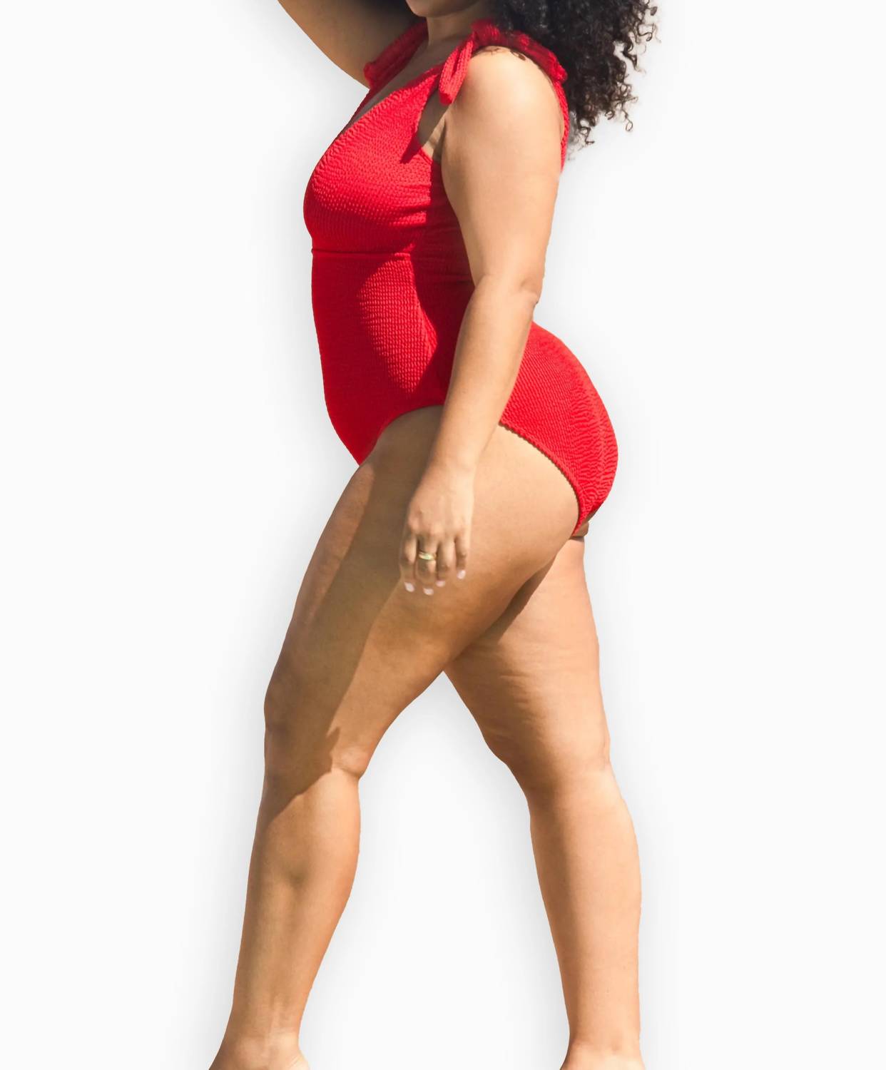 Fashion Szn Curve - Sculpted Crinkle Tie Strap Swimsuit - Plus Size