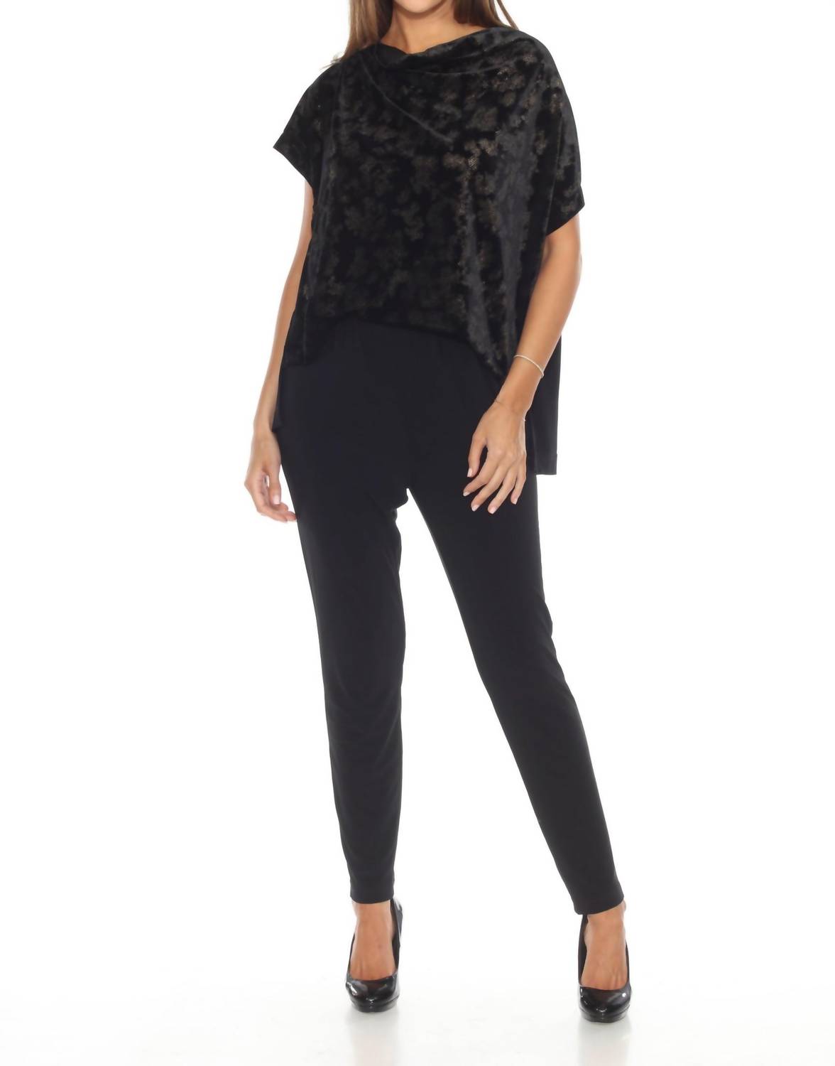 Joseph Ribkoff - Women's Foiled Animal Print Velvet Jumpsuit