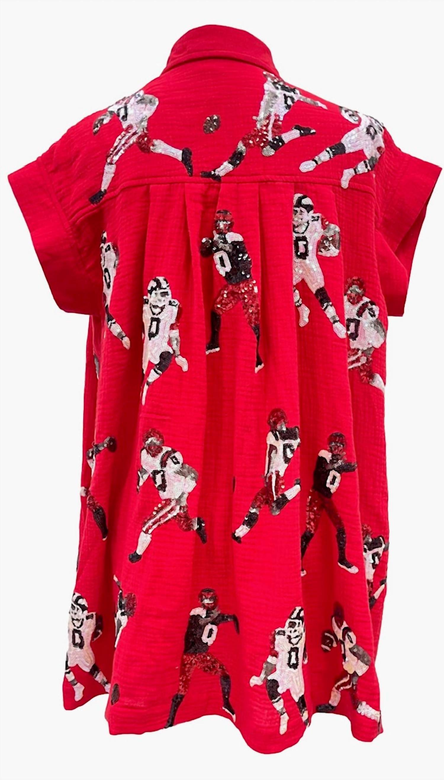 QUEEN OF SPARKLES Football Player Gauze Dress in red black - women's dress - view 5