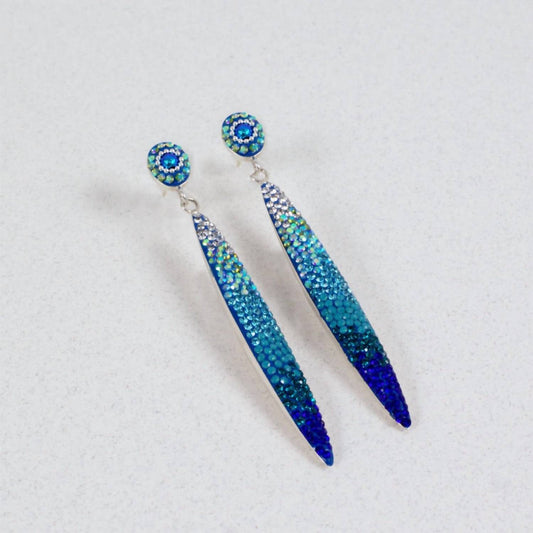 Mosaic - Women's Long Drop Stud Earrings
