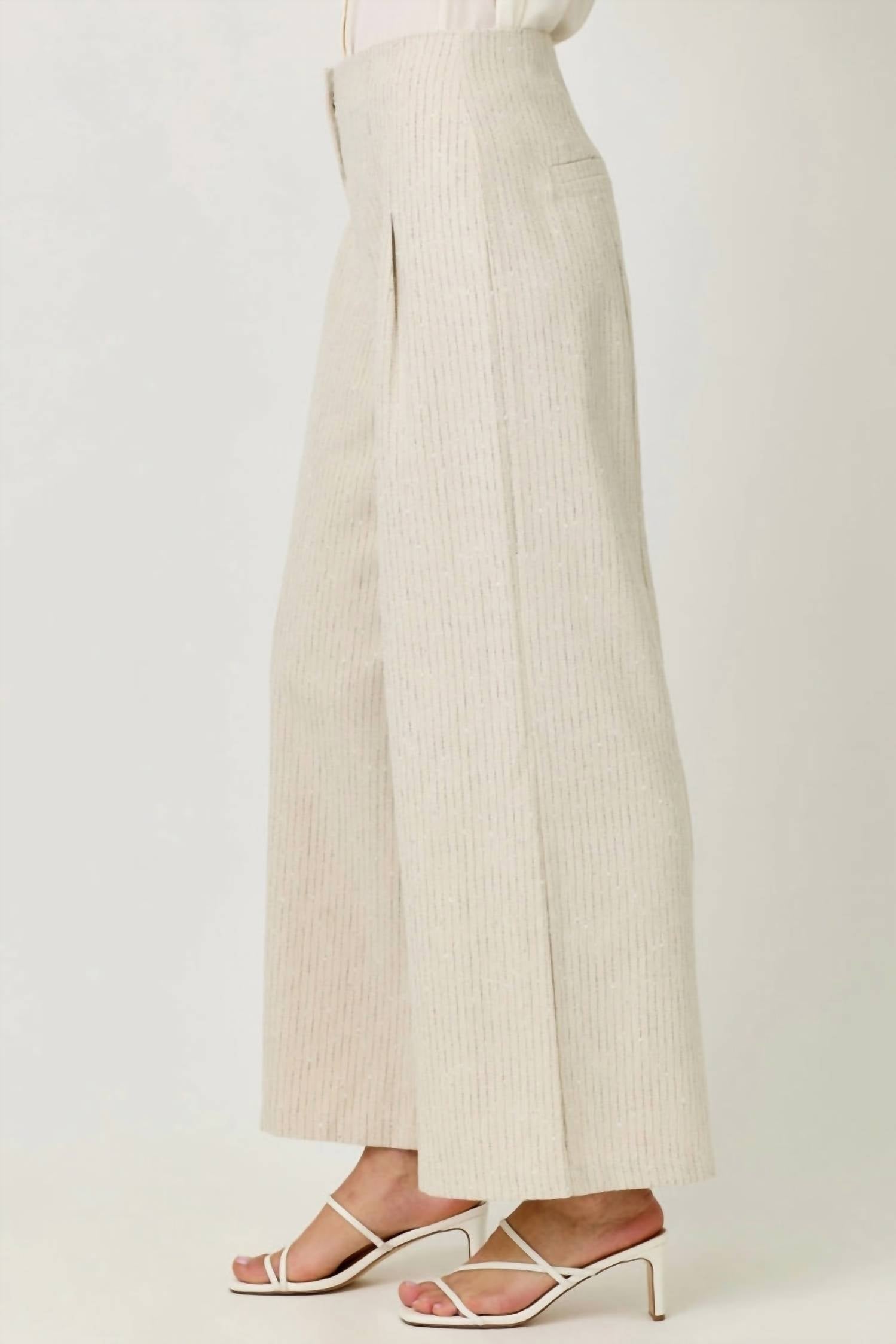 mystree Sparklet Pinstripe Trousers in ivory - women's pants - alternate view