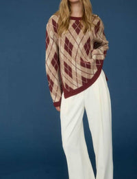 Moon River - Argyle Pattern Crew Neck Sweater