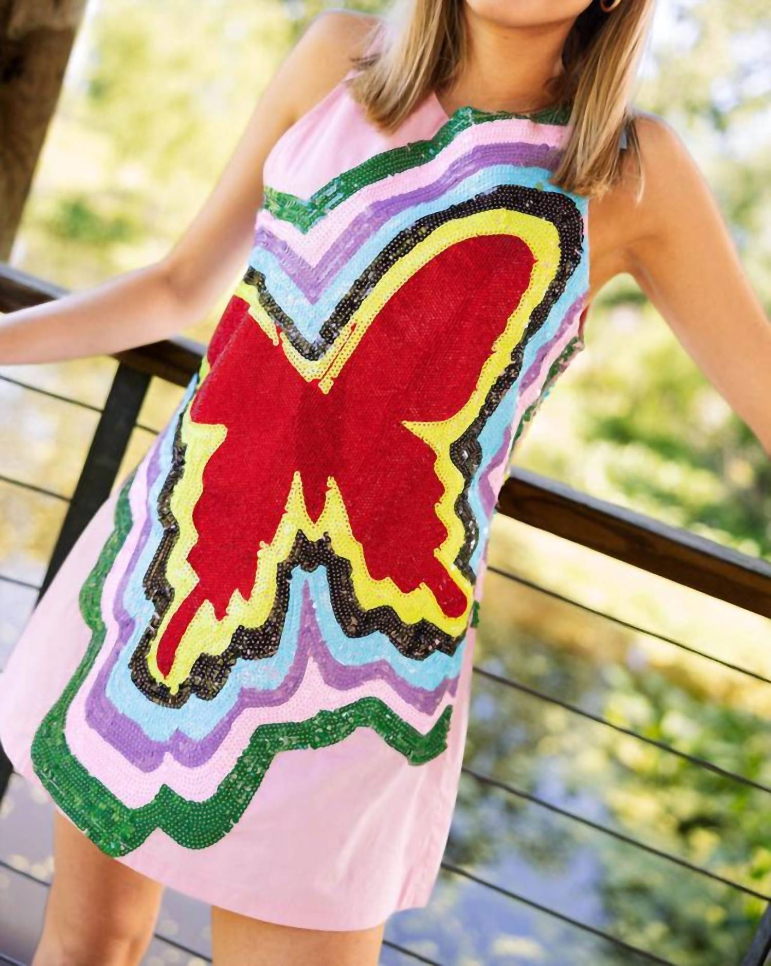 Queen Of Sparkles - Abstract Butterfly Cotton Tank Dress