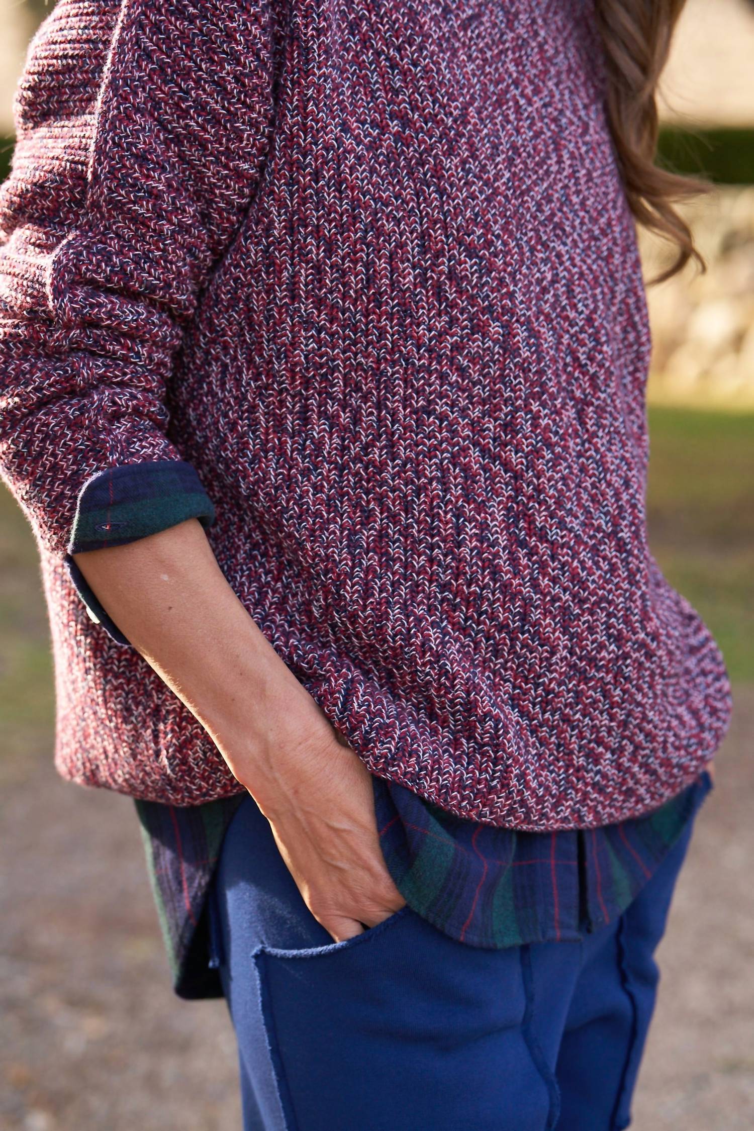 Frank & Eileen Women's Montecito Sweater in red navy white - women's sweater - view 4