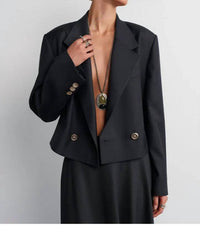 Acaria Studio Guru Crop Blazer in black - women's jacket