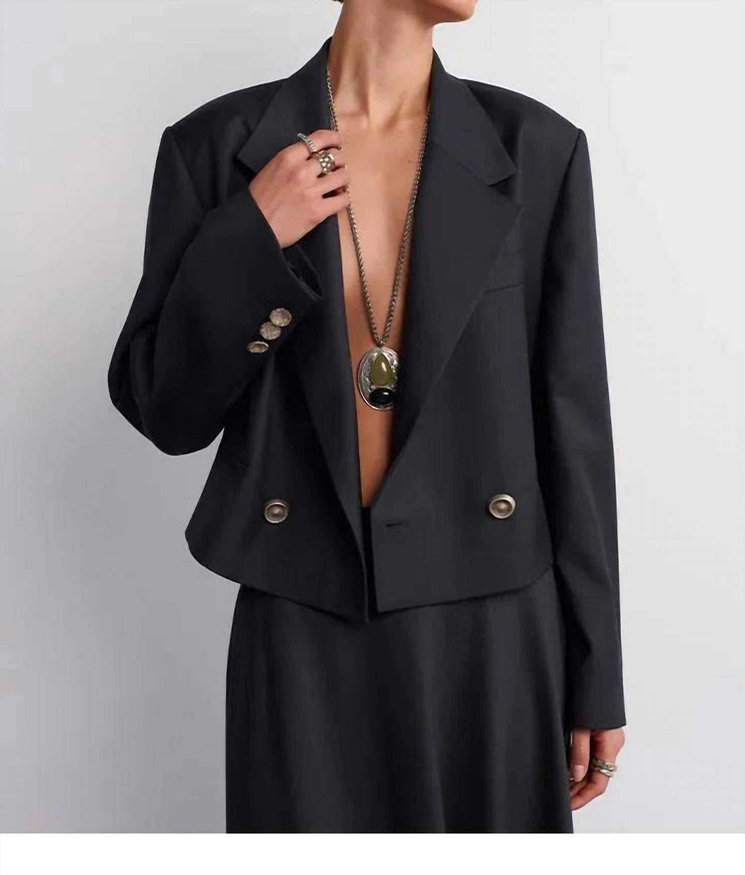 Acaria Studio Guru Crop Blazer in black - women's jacket