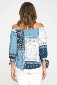 Renee C - Bandana Print Off the Shoulder Top