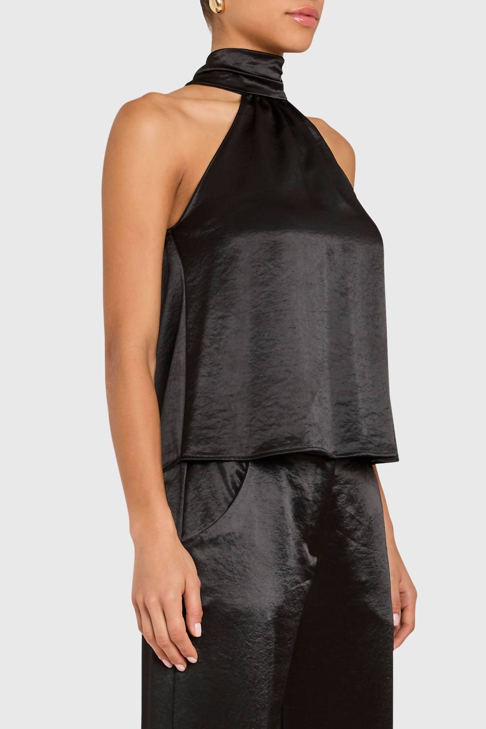 Amanda Uprichard Fontana Top in black - women's blouse - detail view