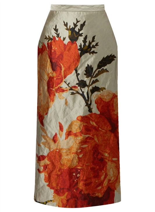 Erdem - Floral Satin Pencil Midi Skirt