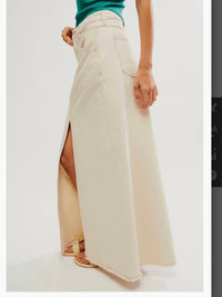 Free People Come as you are denim maxi Skirt in ivory - women's skirt