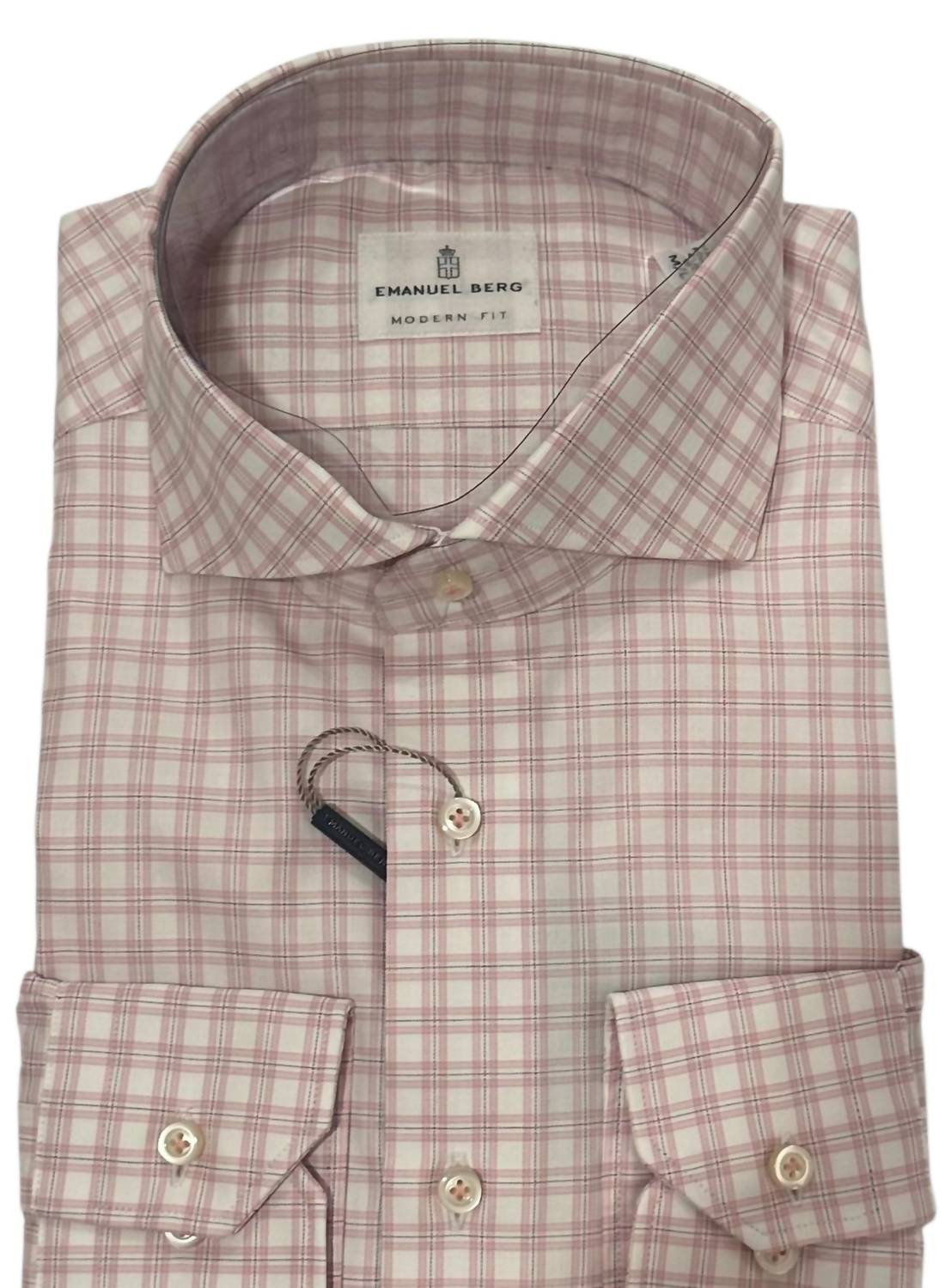 Emanuel Berg Men's Long Sleeve Button Down Shirt in pink - men's shirt - detail view
