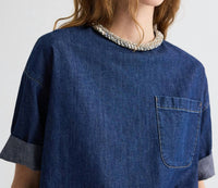 Twp - Ex T With Crystal Collar Denim Shirt