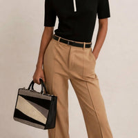 CALVIN KLEIN Women's Shoulder Bag in black and cream - women's bag - detail view