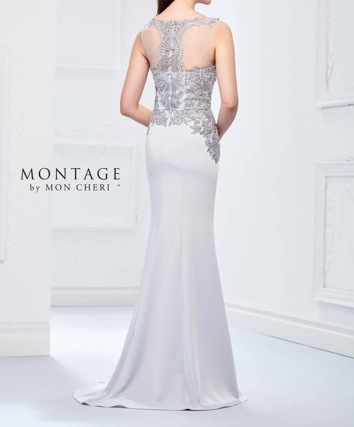 Montage By Mon Cheri - Embroidered Lace Beaded Gown