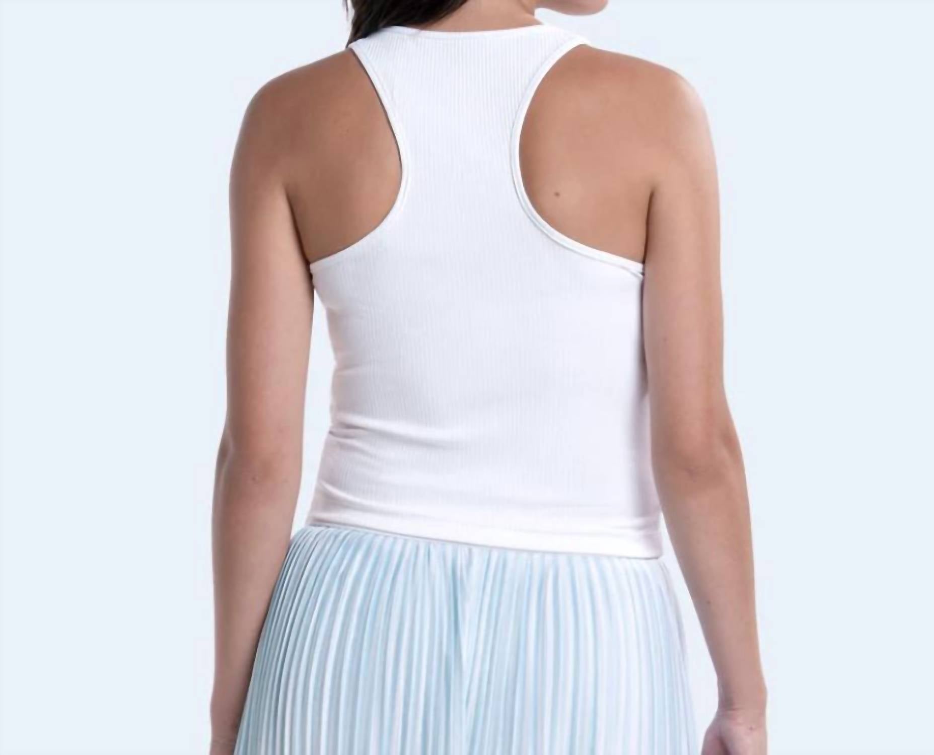 Lucky in Love Racer Rib Tank in love racer rib tank in white - women's tank top - alternate view