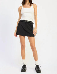 Emory Park Pinstripe Mini Skirt in black - women's skirt