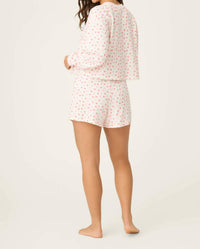PJ Salvage Boyfriend Boxer Heart To Heart Pj Short Set in ivory - women's sleepwear - detail view