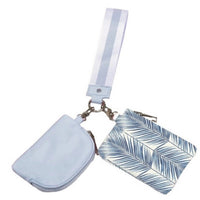 Pretty Simple Women's Dual Nylon Pouch Wristlet in sea mist blue palm branch - women's bag