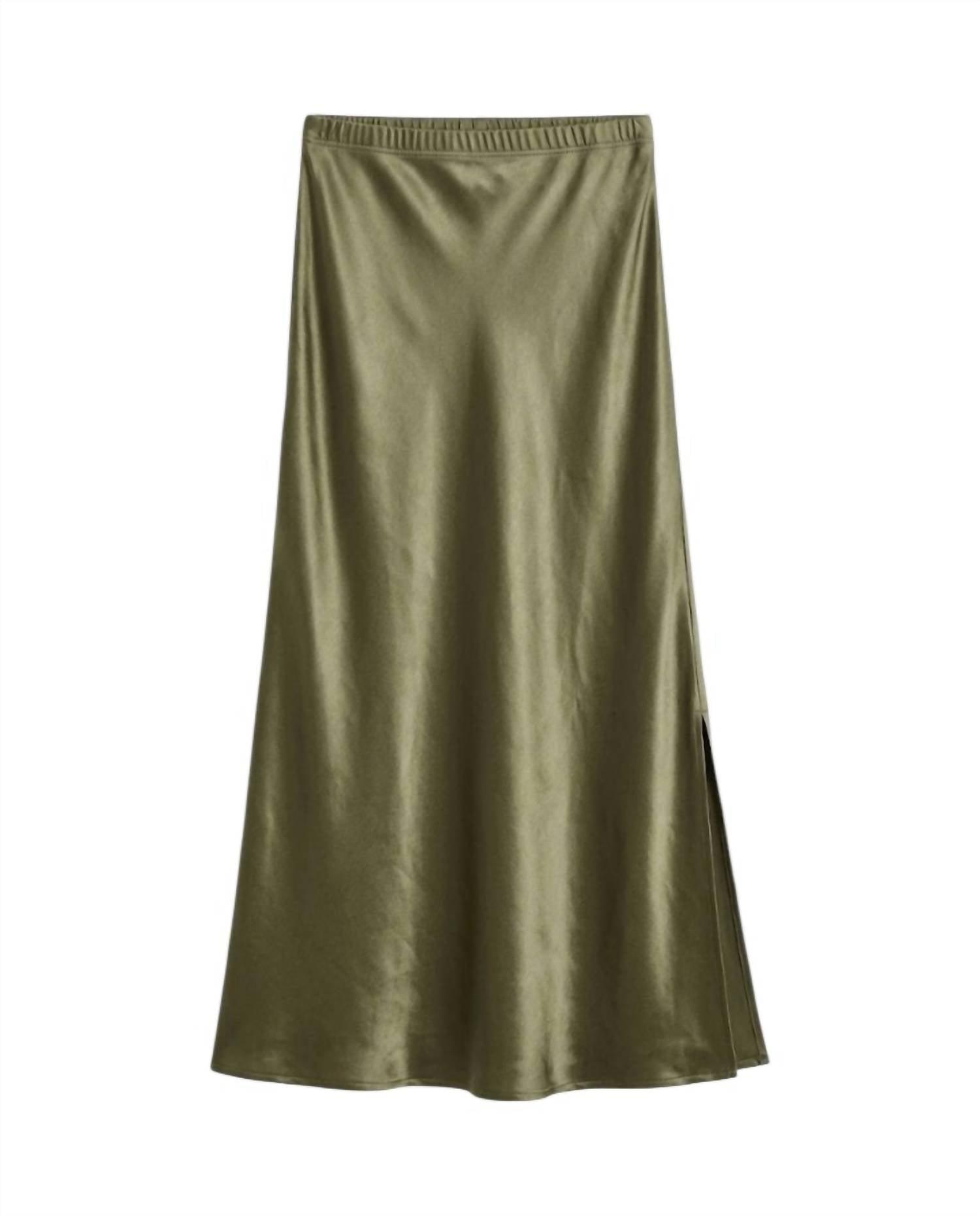 LAmade Women's Doris Silky Slip Skirt in olive - women's skirt