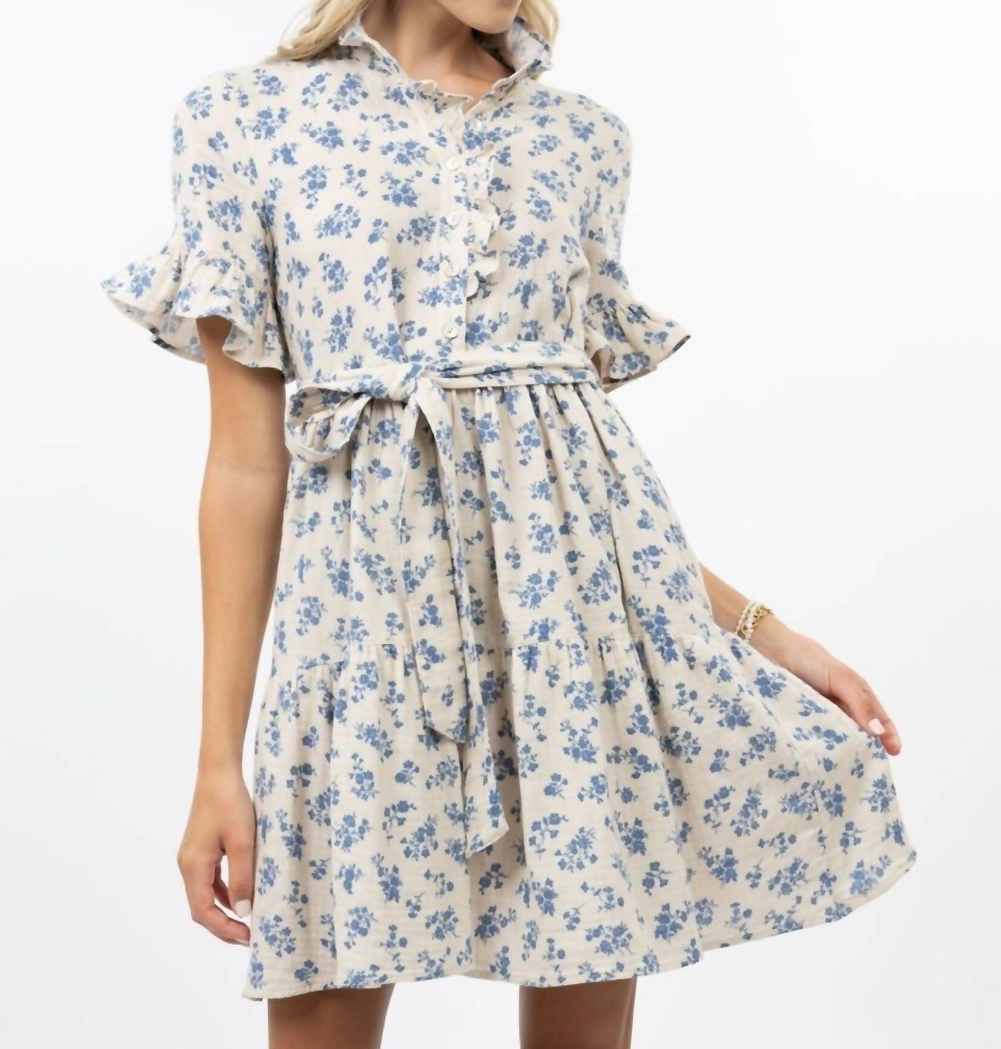 Ivy Jane Ditsy Gauze Mini Dress in blue - women's dress - alternate view