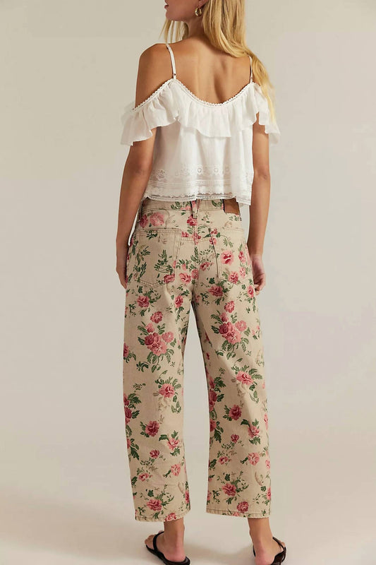 Free People - Deep Trance Printed Barrel Jeans