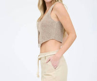 The Workshop Front Hook Cropped Knit Cardigan Vest in taupe - women's jacket - view 4
