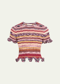 Ulla Johnson - Miya Short-sleeve Knit Ruffle Top