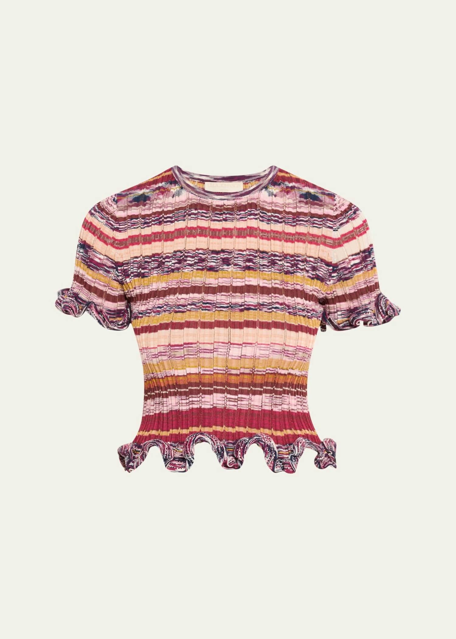 Ulla Johnson - Miya Short-sleeve Knit Ruffle Top
