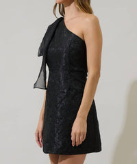SUGARLIPS Floral One Shoulder Mini Dress in black - women's dress - alternate view