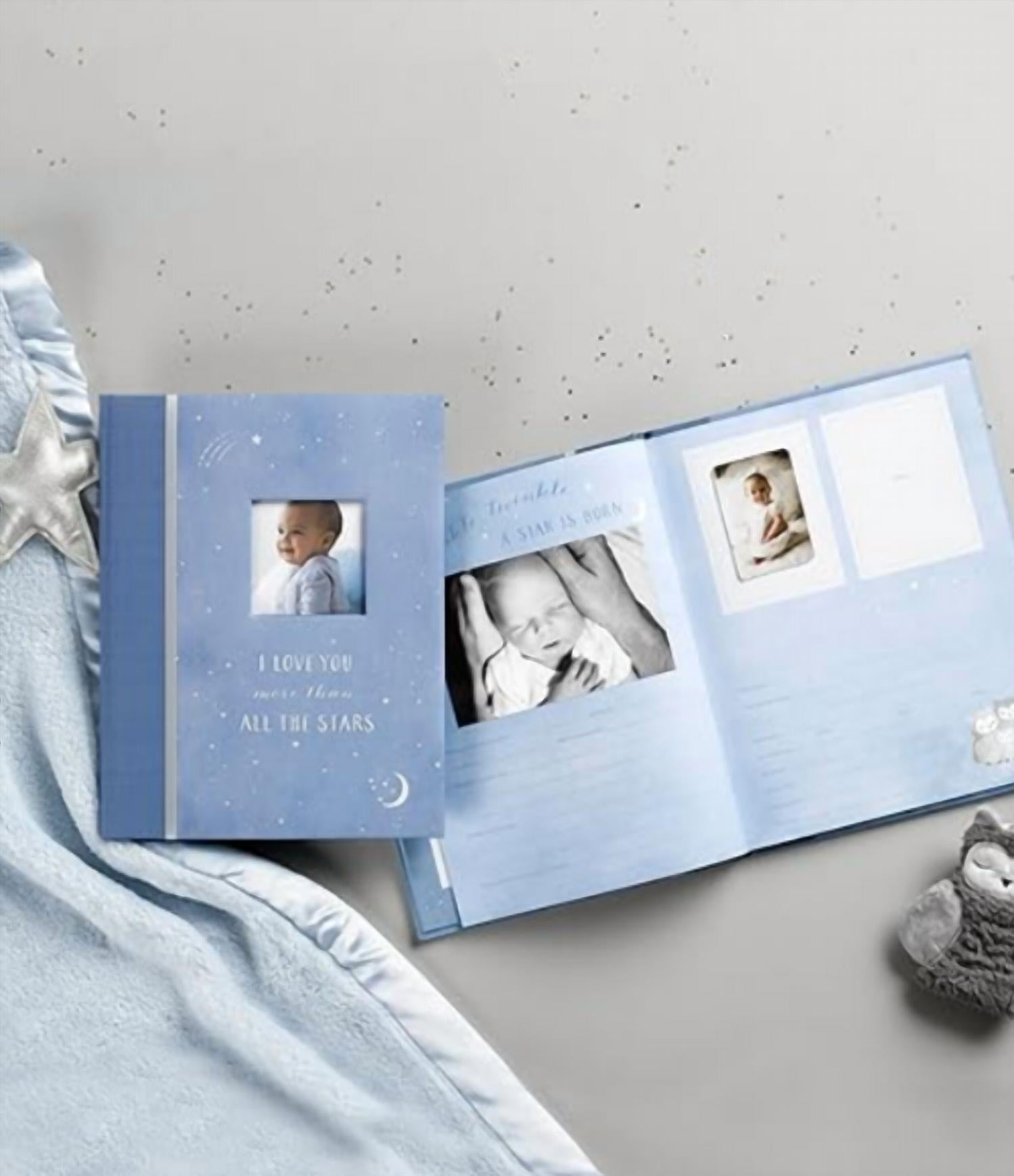 CR Gibson Wish Upon A Star Baby Book in blue - item - alternate view