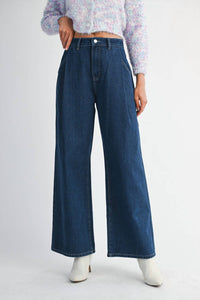 MABLE Sasha Pintuck Pants in indigo denim - women's jeans
