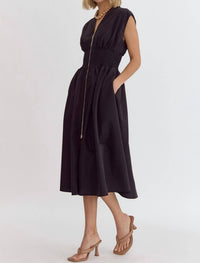 entro Audrey Midi Dress in black - women's dress - detail view