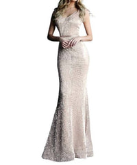 JOVANI Fitted Sequin Embellished Prom Dress in off white - women's dress