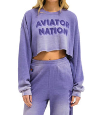 Aviator Nation - 3d Cropped Crew Relaxed Sweatshirt