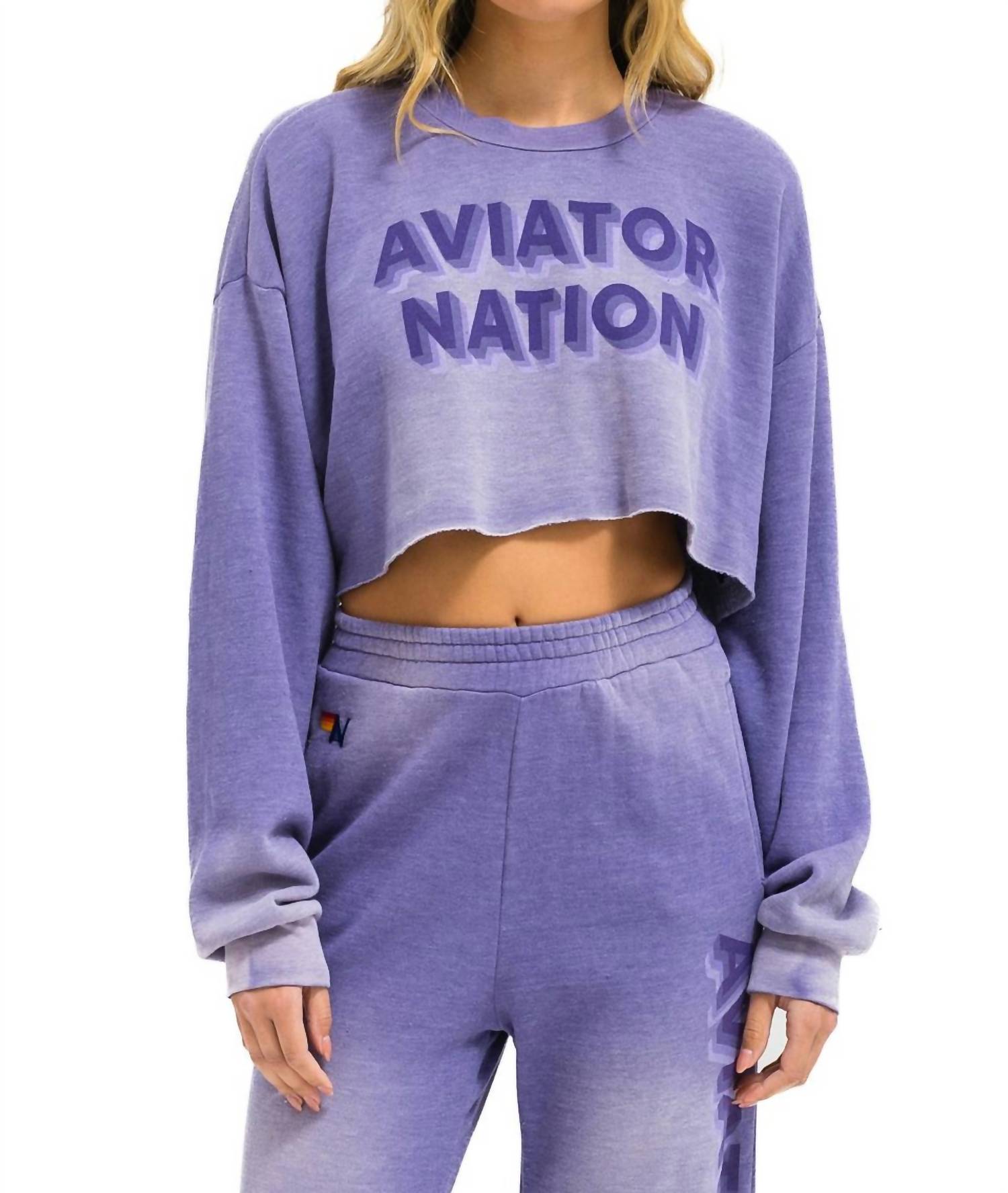 Aviator Nation - 3d Cropped Crew Relaxed Sweatshirt