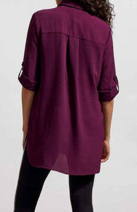 Tribal - Pebbled Crepe Roll Sleeve Tunic