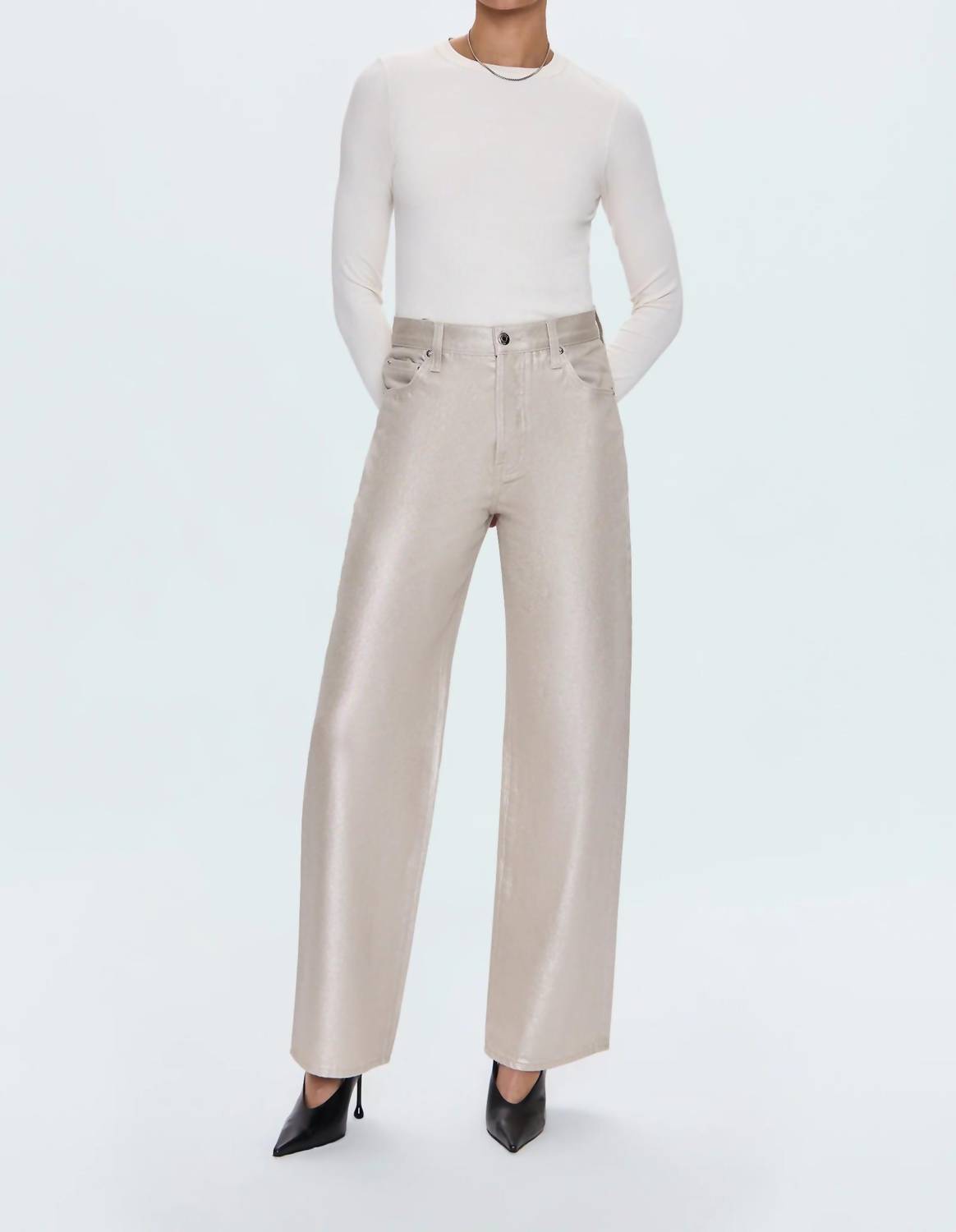 PISTOLA Tate High Rise Wide Leg Jeans in champagne luster - women's jeans - view 4